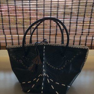 Black and White Leather Handbag